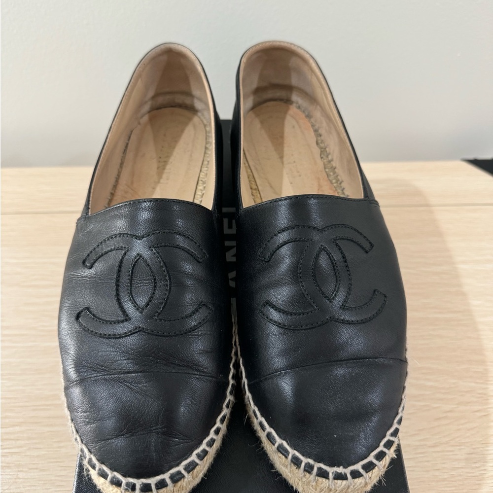 Chanel Black Espadrilles with Iconic CC Logo